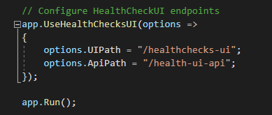 Configure HealthChecksUI with specific path